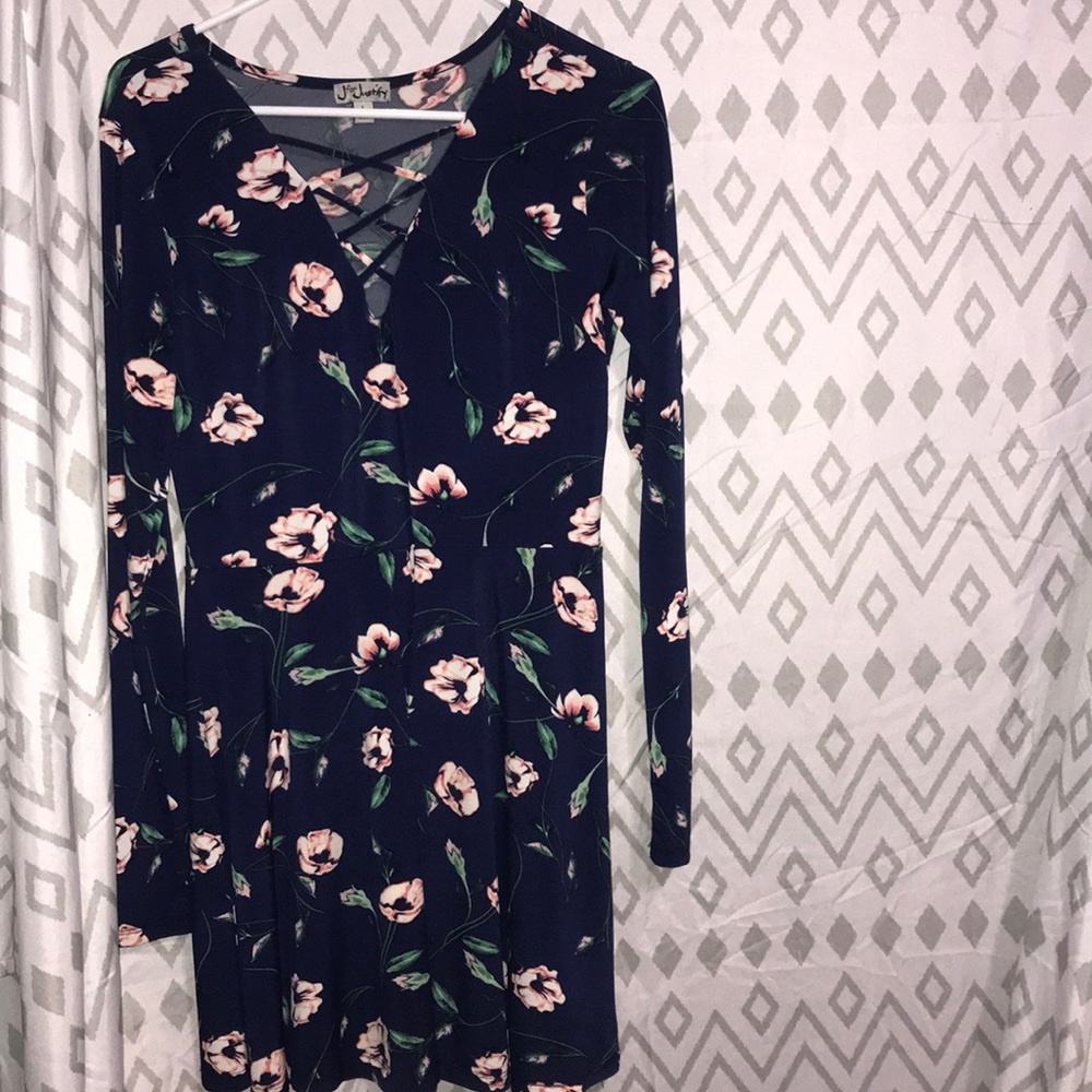 Blue and pink floral dress